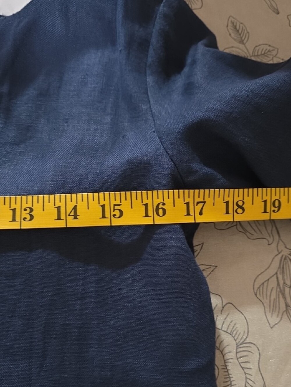 Relaxed Navy Linen Midi Dress with Button Front - Picture 6 of 9
